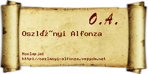 Oszlányi Alfonza névjegykártya